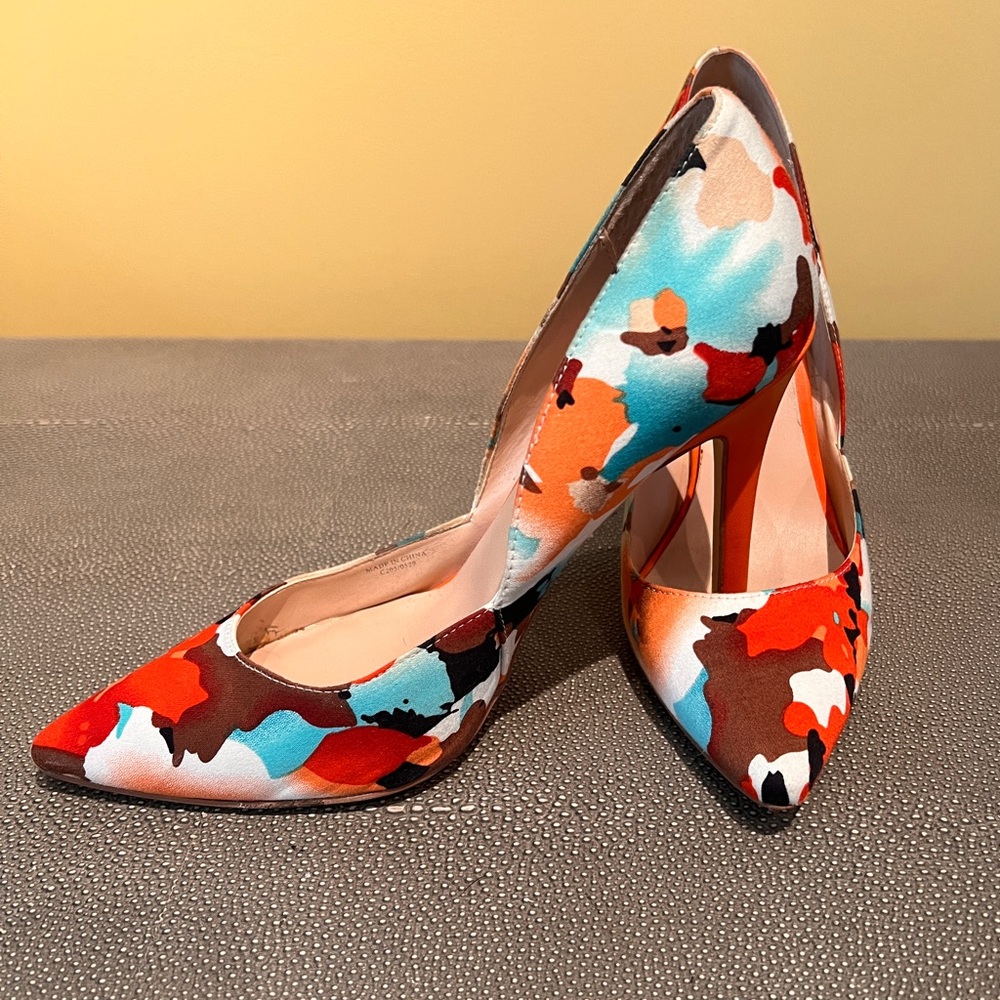 Vibrant Abstract Print Heels
